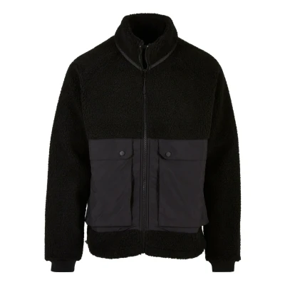 Bild av Urban Classics Short Raglan Sherpa Fleecejacka, Storlek: Large, black