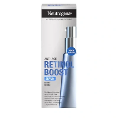 Bild av Neutrogena Retinol Boost Serum (30 ml), mycket effektivt anti aging ansiktsserum med retinol, myrtblad extrakt och hyaluronsyra, lätt ansiktsvård för yngre hud