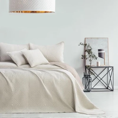 Bild av AmeliaHome överkast beige Cappucino 240 x 260 sängöverkast dubbelsidig Ultrasonic quiltning polyester Softa