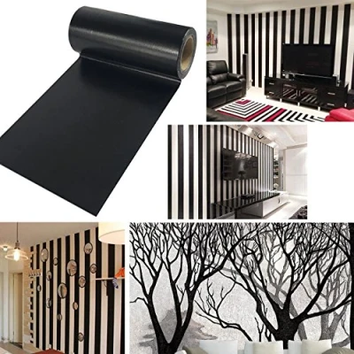 Bild av UOOOM 10 m x cm svart washi tejp väggdekoration självhäftande maskeringstejp scrapbooking hantverk (design 1010)