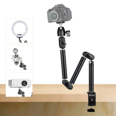 Bild av TARION Övre stativ Skrivbordsmontering för kamera 360 flexibel ledad arm med 3/8&#039;&#039; skruv och till 1/4&#039;&#039; DSLR kameror Projektorljusring (M)