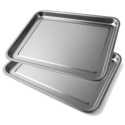 Bild av Space Home Set med 2 Serveringsbrickor Platt Rektangulär Serveringsbricka Rostfritt Stål Diameter 40 x 30 cm