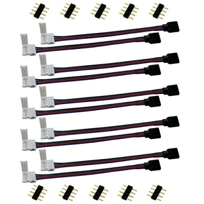 Bild av LitaElek 10 st RGB LED remskontakt 4 polig bandanslutning jumper bandadapterkabel för att ansluta 5050 remsa till eller kontroll 17 cm lång