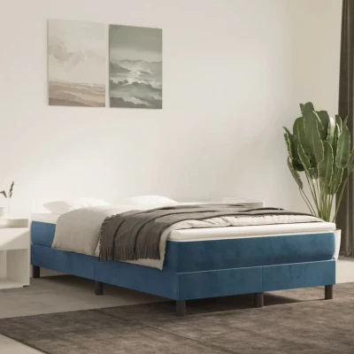Bild av vidaXL Ramsäng mörkblå 120x200 cm sammet, dubbelsäng, säng, säng ram, dubbelsängar, sängar, ramar, resårmadrass, resårmadrasser