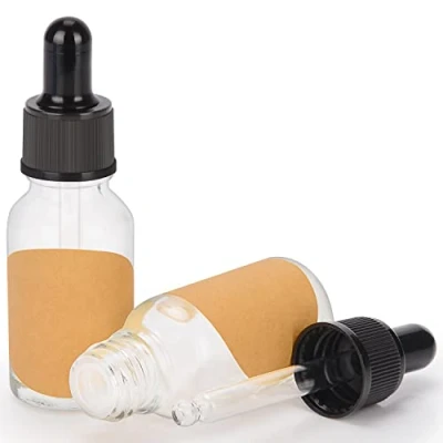 Bild av stonylab Glas Droppflaska 2 Pack, Tom Glasflaska med Konglasdroppare, Inre Propp och Etikett för Eteriska Oljor, Aromaterapidofter (15 ml, Genomskinlig)