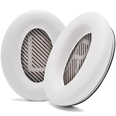 Bild av WC Wicked Cushions Extra tjocka ersättningsöronkuddar för Bose QC45 (QuietComfort 45) hörlurar (White Smoke)
