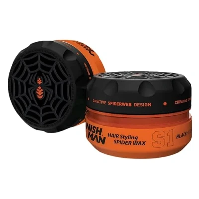 Bild av NISHMAN Aqua Spider Vax S1 Black Widow 150g Stark Stadga, Glansig Finish och Flexibel Styling för Alla Hårtyper Långvarig Återfuktning Lätt att Skölja Ur Hårvax