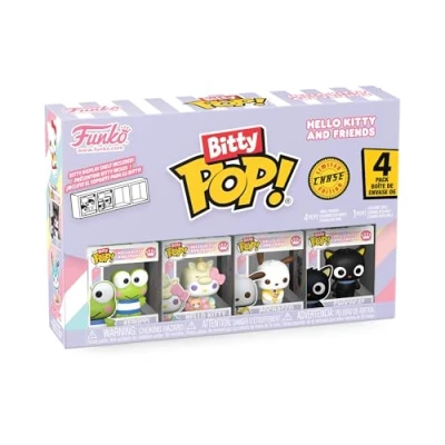 Bild av Funko Bitty Pop! Sanrio Keroppi 4 st en överraskning mystisk minifigur 0,9 tum (2,2 cm) Hello Kitty samlarobjekt Stapelbar Visningshylla ingår Presentidé