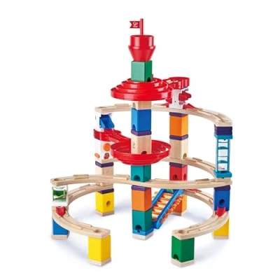 Bild av Hape Super Spirals, Quadrilla Wooden Marble Run Toy Expansion Pack with Spiral Twists Xylophone Rail and for children aged 4+