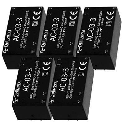 Bild av AZDelivery 3 x 220V till 3.3V mini strömförsörjning kompatibel med Arduino och Raspberry Pi