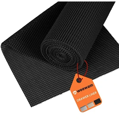 Bild av Antihalkmatta för Kökslådor, Weewam 30cm x 600cm (XXL) Roll, EVA Super Skydd av Lådor, Hyllor, Skåp, Diskbänkar (Svart)