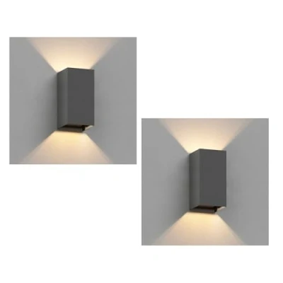 Bild av ledscom.de 2 x CUBEL vägglampa för utomhusbruk, IP65, up &amp; downlight, antracit matt, rektangulär, 1x G9 max. 10W