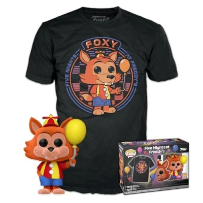 Bild av Funko Pop! &amp; Tee: Five Nights At Freddy&#039;s (FNAF) Ballongfoxy Flocked Stor (L) T shirt Kläder med samlarobjekt vinylfigur Presentidé för vuxna