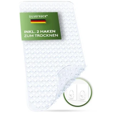Bild av SilverRack Badkarsmatta 88 x 40 cm (transparent utomhus) halkfri matta badkar BPA fri för barn och spädbarn duschmatta, mögelresistent maskintvättbar badmatta