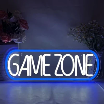 Bild av YUEYYNS Game Zone neonskylt gaming lysande skyltar LED neonljus bokstav gamer skylt för sovrum, pojkrum inredning