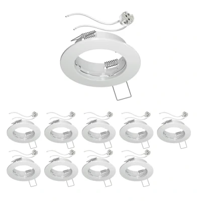 Bild av ledscom.de 10 st Takmonteringsram FERE, rund, vit blank (LED/Halogen/MR16/50mm) inkl. uttag GU5.3