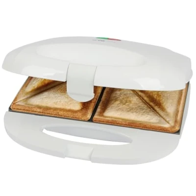 Bild av Clatronic, ST3813 Vita triangulära non stick plattor, kaloribeständigt handtag, automatisk temperaturregulator, variabelt låssystem, 680820 W, 220240 V