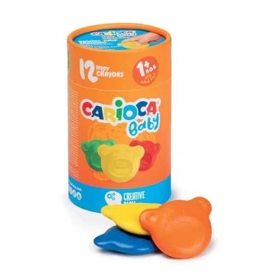 Bild av CARIOCA Baby Teddy Crayons 1 kritor, 12 st färgade björnkritor, kritor för barn från månader,