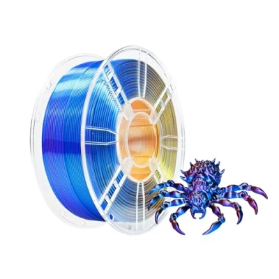 Bild av iBOSS PLA Plus Filament with 3D Printer, PLA+ 1.75mm, Tri Color Silk Filament, Co Extrusion, Shiny Print, 2.2lb (1kg) for FDM Red+Blue+Gold