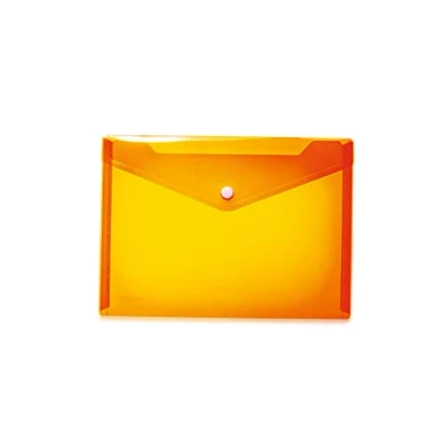 Bild av HERMA 20057 dokumentväska A5 transparent orange, små genomskinliga fickor kuvert med tryckknapp, plastkuvert för skola, universitet, kontor, resor