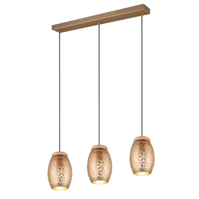Bild av Reality Leuchten Hänglampa Bidar, längd 71 cm, kaffebrun, 3 lampig, metall