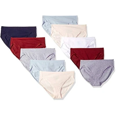 Bild av Amazon Essentials Women&#039;s Korta underkläder i bomull med höga ben (finns plusstorlek), Pack of 10, Coola färger/Varma nyanser, XS