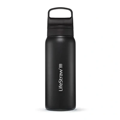 Bild av LifeStraw Go Series — Isolerad vattenflaska i rostfritt stål för resor och daglig användning tar bort bakterier, parasiter mikroplast, förbättrar smaken, 24 oz Nordic Noir