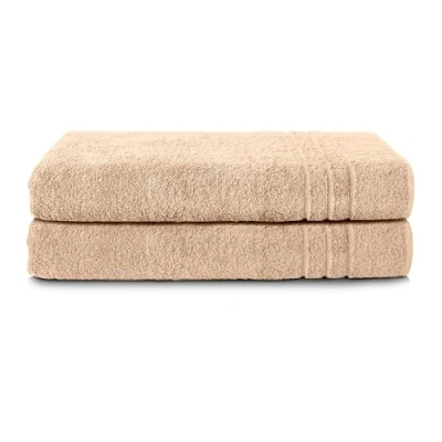 Bild av Komfortec 2 delad bastuhanddukssats Bastuhandduk 80x200 cm 100% mjuk bomull Fade bevis Snabbtorkande Handduksset badhandduk Badlakan Sand Beige