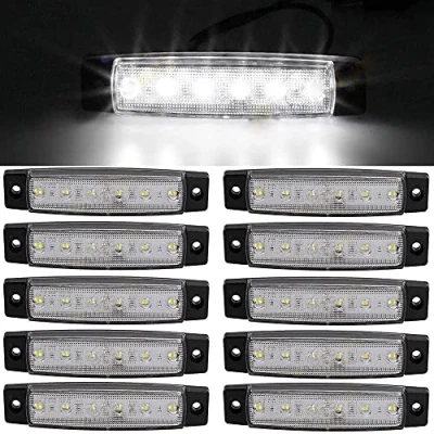 Bild av HULX Side Marker Lights Sidomarkeringsljus 10st Bilmarkeringsljus Bilindikatorlampor 6SMD LED Främre Bakre Sidoljuspositionslampor 12V för Automatisk Husbil (Vit)