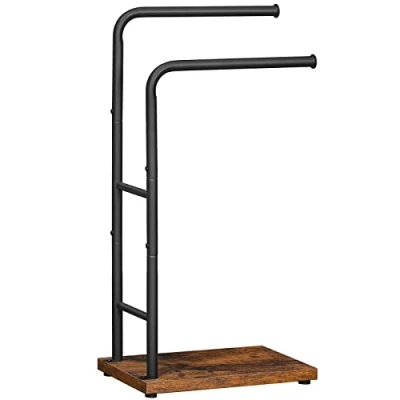 Bild av HOOBRO Stående handdukshållare, badhanddukshållare med 2 stänger, handdukshängare fristående, 40 x 24 80,5 cm, för badhanddukar, kläder eller tidningar, mörkbrun svart EBF24LB01G1