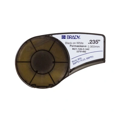 Bild av Brady M21 125 C 342 krympslang svart text vit tejp 6mm x 2,1 m (original)