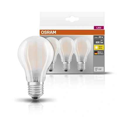 Bild av Osram BASE CLAS A Lampada LED E27, 7 W, Luce Calda, 3 Unità (Confezione da 1)
