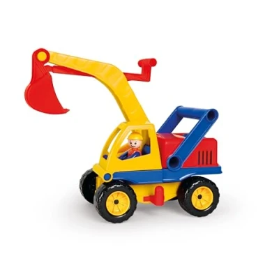 Bild av Lena 04151 aktiv grävmaskin, ca 35 cm, med rörlig figur, byggarbetsplatsleksaksfordon för barn från 2 år, robust spadgrävmaskin funktionell grävmaskin och handtag