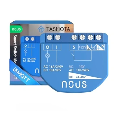 Bild av NOUS WiFi Smart Switch modul med Tasmota, AC 16A/DC 10A, ESP32, Temp sensor, Matter &amp; MQTT stöd, 1 kanal, torra kontakter, kompatibel Alexa, Home Assistant, Google Home, Apple Kit