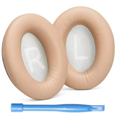 Bild av AHG Premium SoundLink AE2 öronkuddar kuddar kompatibla med Bose AE2/Bose Around Ear ii trådlösa hörlurar (beige). proteinläder Extra tjockt mjukt skum hög densitet