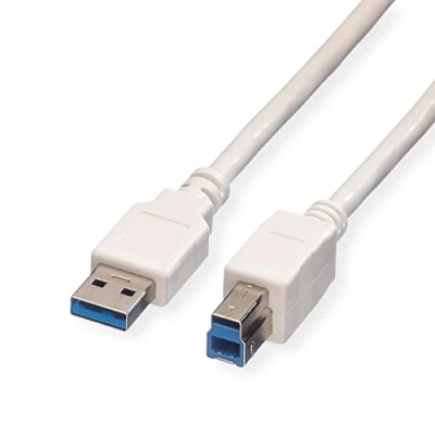 Bild av VALUE USB 3.2 Gen 1 kabel, typ A B, vit, 3 m