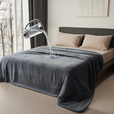 Bild av Bedding Aid Vattentät Reversibel Filt, Utmärkt Läckage Säker Skyddande Överdrag för att Skydda Sängmadrass, Soffa, Soffa från Urin &amp; Spill Vuxna, Barn, Hundar, Djur (Mörk Grå/Ljus Grå, 203x229cm)