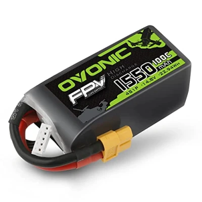 Bild av OVONIC Lipo batteri 4s 1550 mAh 100 C 14,8 V med XT60 kontakt för RC FPV quadcopter flygplan hobby gör det själv (1 st)