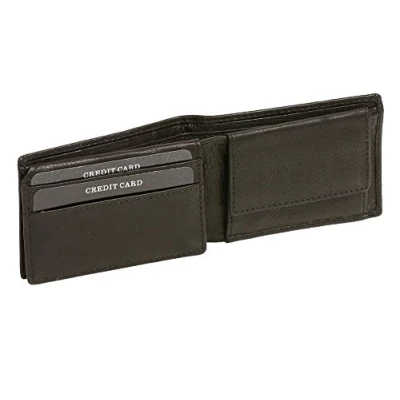 Bild av LEAS dam och herr klassisk minibörs RFID skydd mini sedelficka med klaff extra platt i liggande format äkta läder, svart, 10x7cm, Minimalistisk
