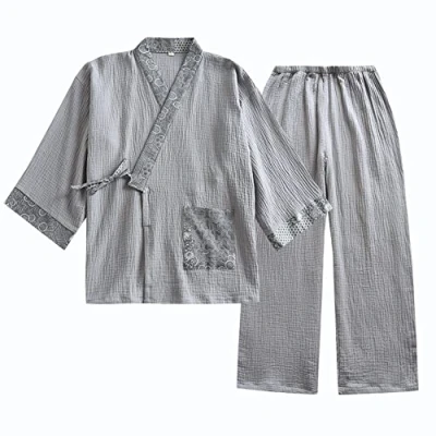 Bild av Japansk kimono i bomull, hanfu, antik pyjamas, kostym, plusstorlek, taoist kläder, zen Color14, L