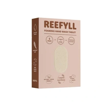 Bild av Reefyll Foaming Hand Soap Refill Tablets Dissolvable Plastic Free Wash Pods Just Add Water Tropical Coconut Scent 5