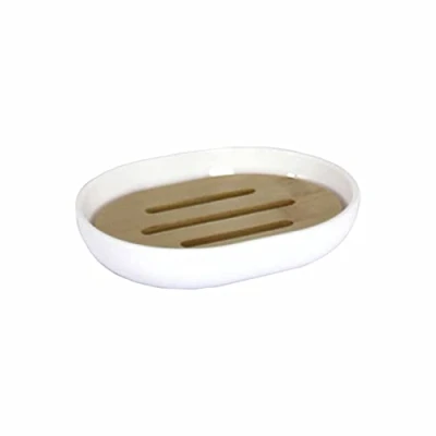 Bild av Douceur d&#039;Intérieur tvålskål, polyester bambu, vit, 12,2 x 9,3 2,5 cm