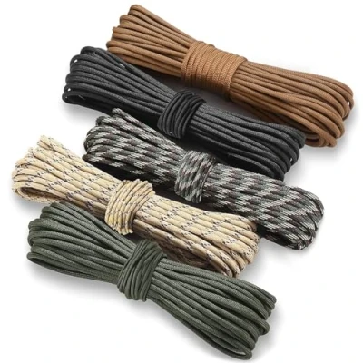 Bild av HOVIBU 50 m paracord 4 mm, 5 stycken paracordlinor 7 kärntrådar, 100 % nylonrep rymmer upp till 250 kg, för camping, överlevnad, utomhus, hundkoppel, halsband armband