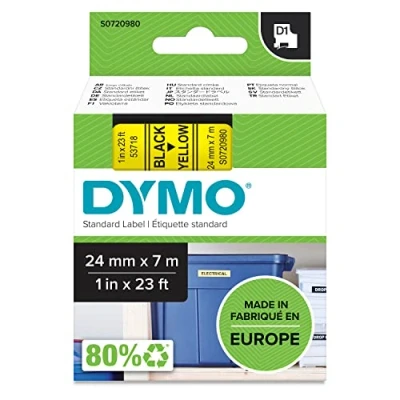 Bild av DYMO Original D1 etikettband svart på gul 24 mm x 7 m självhäftande märkband för LabelManager märkningsmaskin