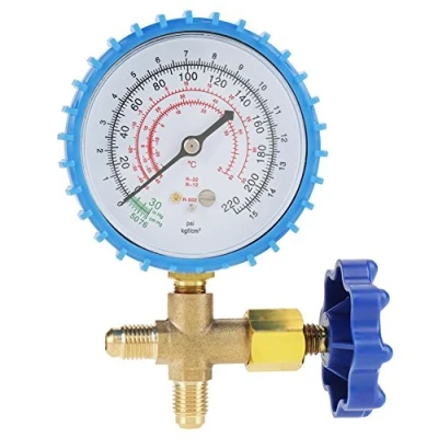 Bild av Air Conditioning Refrigerant Recharge Pressure Gauge Manometer Blue Color Fit for R410A R22 R134A R404A