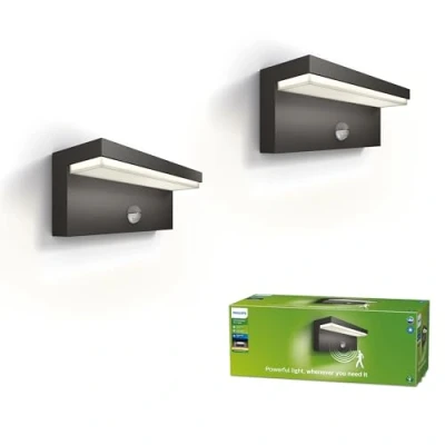 Bild av Philips LED utomhusvägglampa Bustan 2 pack Sensor 2.700K
