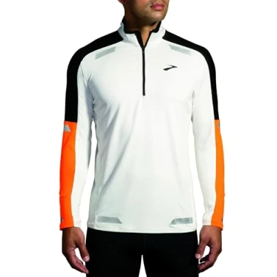 Bild av Brooks RUN Visible 1/2 ZIP 2.0 Långärmad tröja, Storlek: 52/54, Ecru fluoro flash black