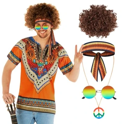 Bild av Morph Hippie Kostymkit för män, Kostym, Kostymer Kostym 70 talet, karnevalskostym, herr storlek 2XL