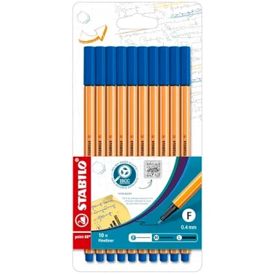 Bild av Fineliner STABILO point 88 Förpackning med 10 Blå