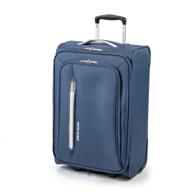 Bild av Pierre Cardin Cion mjukt bagage med stresstestade hållbara hjul Teleskopiskt draghandtag resväska förpackningsremmar CL610M, Marinblå och grå, S, Liten 56x39x25